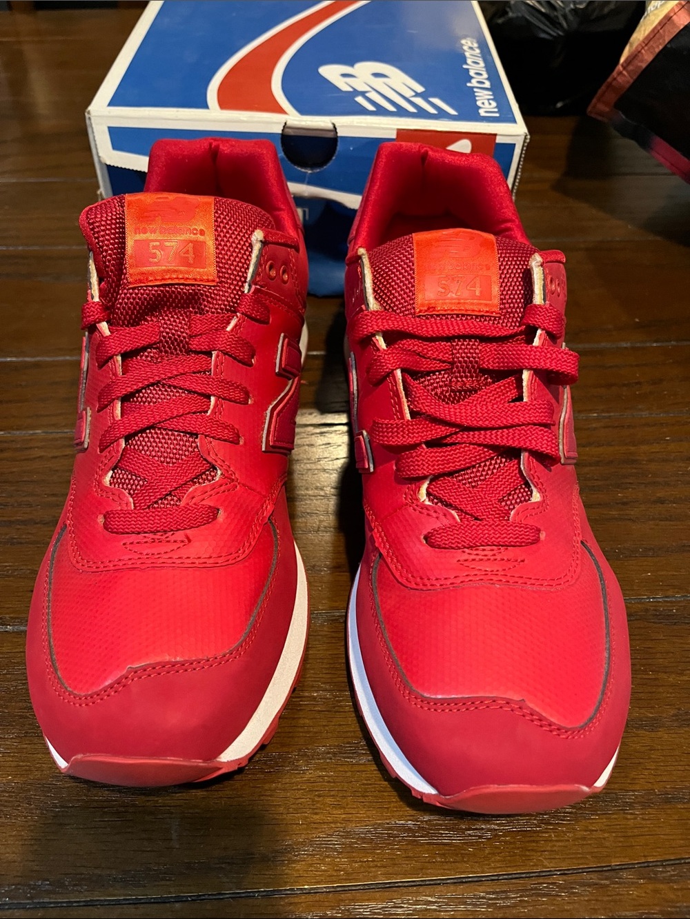 New Balance Men's 574 Retro-Style Red Sneakers